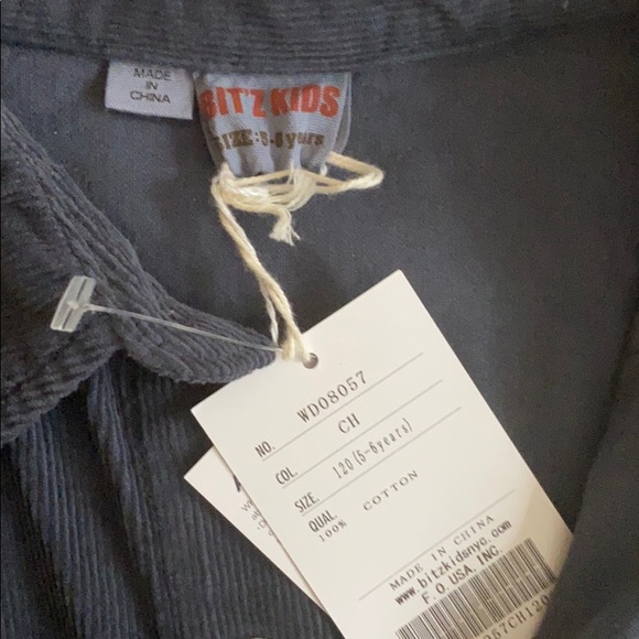 BITZ KIDS, Long sleeve black cord button down, 5-6 - Picture 2 of 4